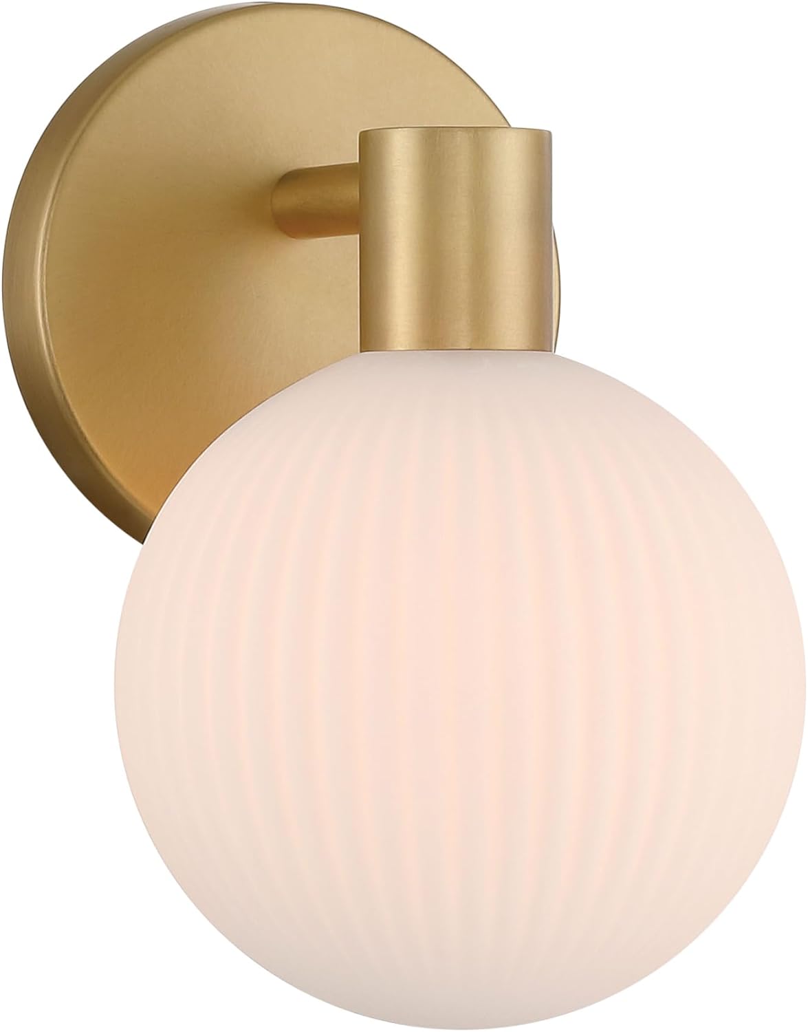 Minka Lavery 2991-732 Fenton 9" Tall Bathroom Sconce - Legacy Brass with White Striped Glass