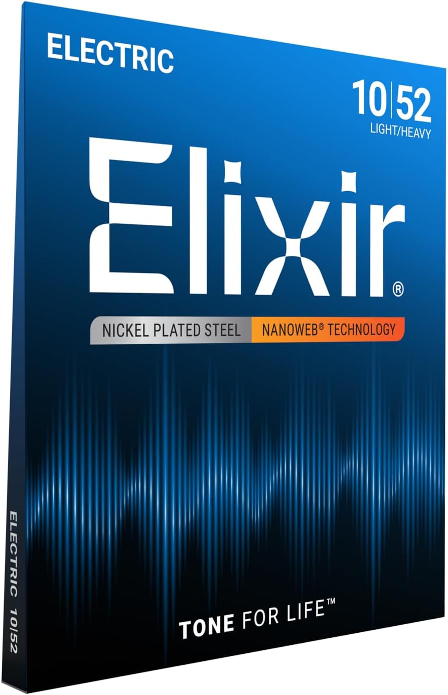 Strings, Electric Guitar Strings, Nickel Plated Steel with NANOWEB Technology, Longest-Lasting Bright Tone with Comfortable Feel, 6 String Set, Light/Heavy 10-52
