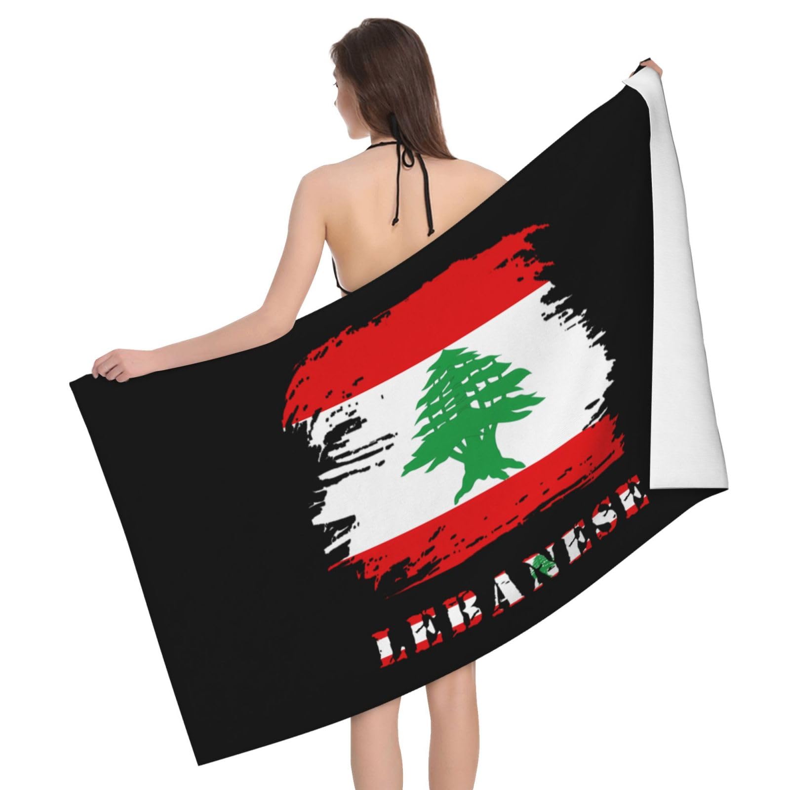 HLBSDM Microfiber Vintage Lebanese Flag Beach Towel Quick Dry Soft Sand Free Beach Towels for Pool Swim Beach Lightweight Thin Towels