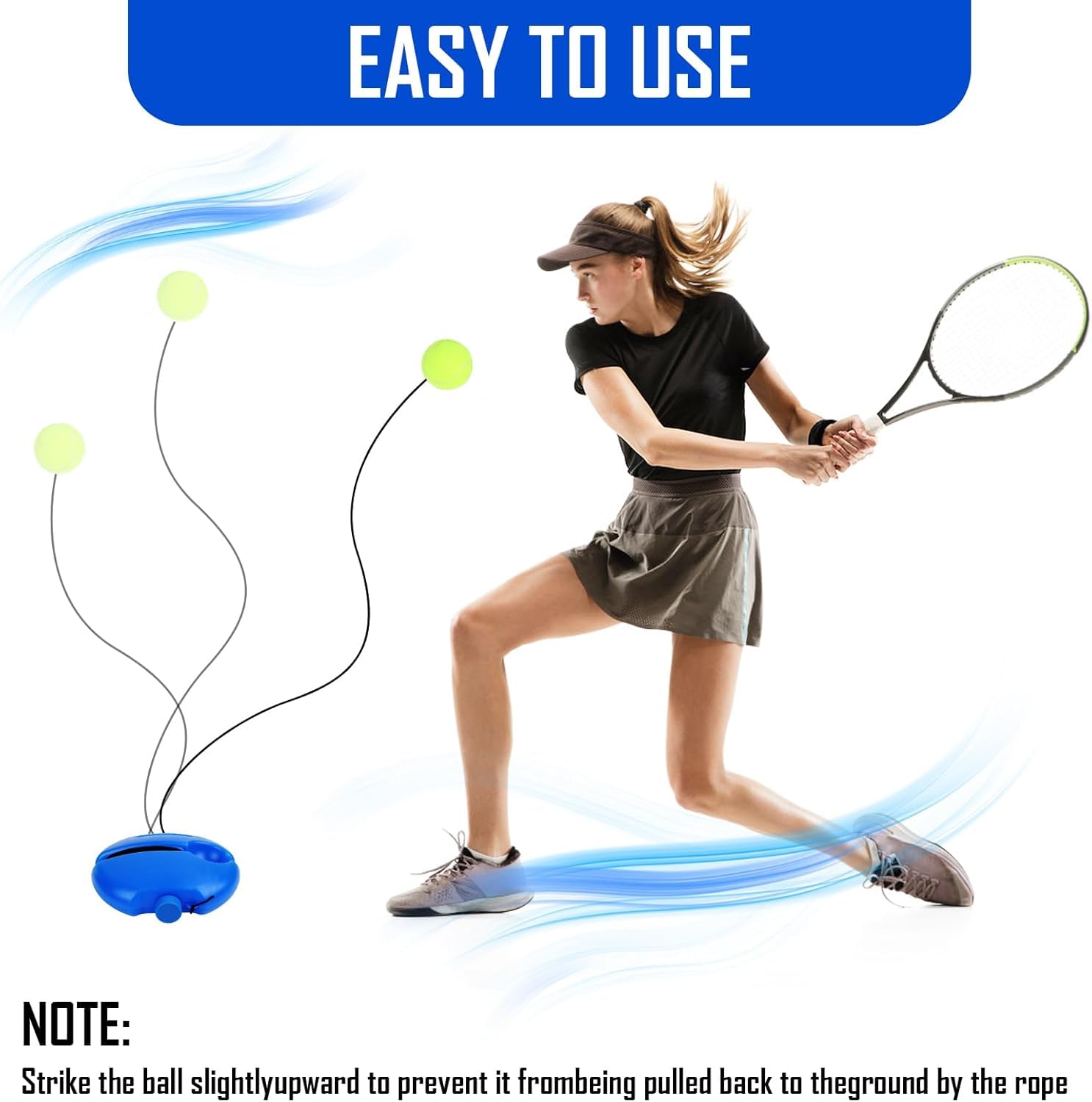 Byffoer Tennis Trainer - Set da tennis, con 2 palline di rimbalzo, elastico, per allenamento di tennis, per adulti, bambini, giocatori principianti