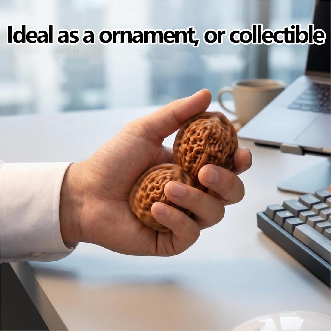 Wenwan Walnut Set, Giant Wenwan Walnuts, Chinese New Year Craft with Gift Box & Brush, Meaningful Gift for Fathers, Elders, Collectors (D)