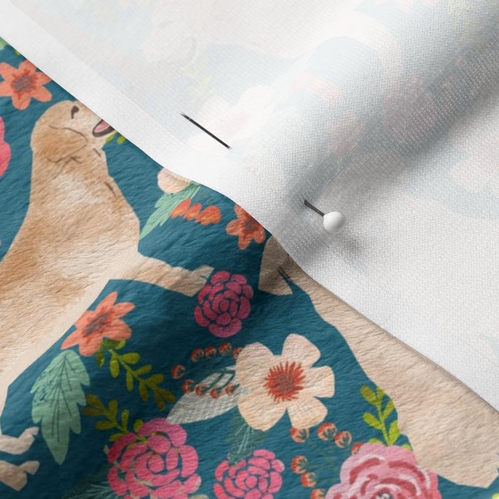 Spoonflower Fabric - Labrador Florals Yellow Lab Chocolate Black Cute Dog Dogs Best Floral Printed on Minky Fabric by The Yard - Sewing Baby Blankets Quilt Backing Plush