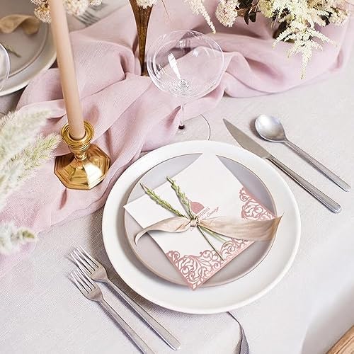 Miniatura 4 de Paquete de 100 servilletas de boda con diseño de oro rosa para decoración de fiesta de boda, ducha, compromiso, fiesta (5 x 5 pulgadas, 3 capas)