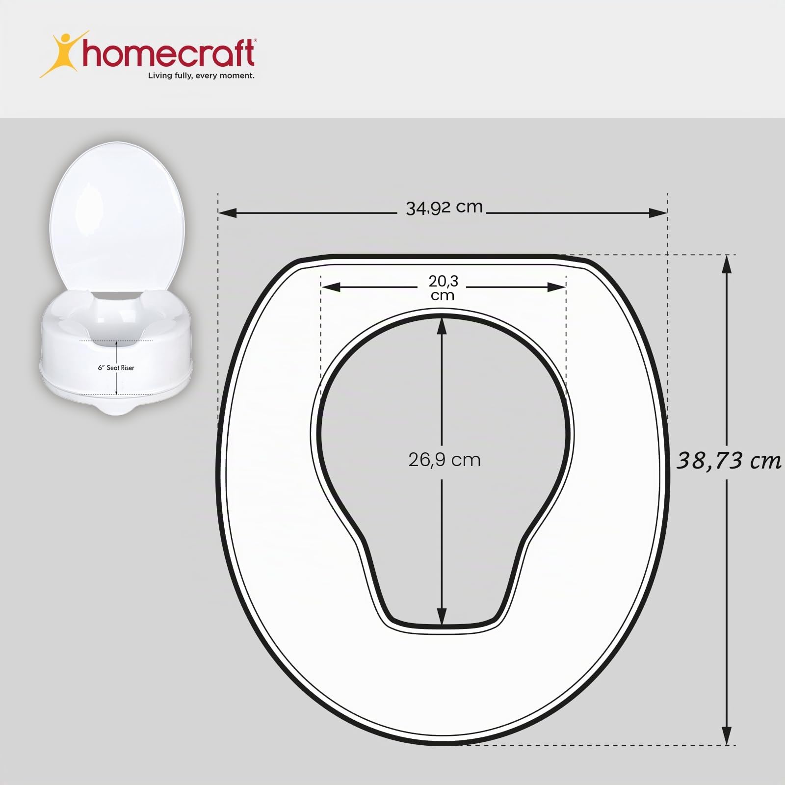 Savanah 24248 Sedile WC rialzato con coperchio, 15 cm