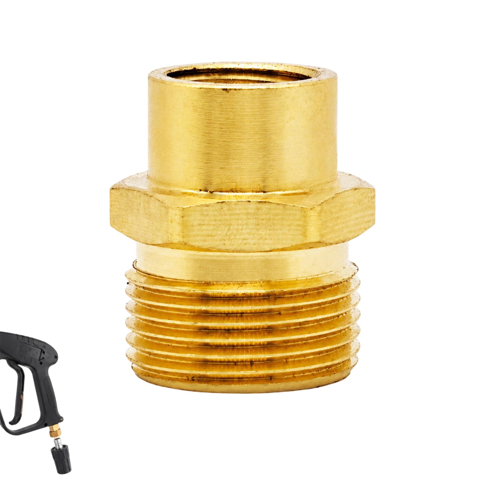 EUQWOSDD Brass Pressure Washer Adapter, M14 Female to M22 Male Thread Connector for High Pressure Cleaning