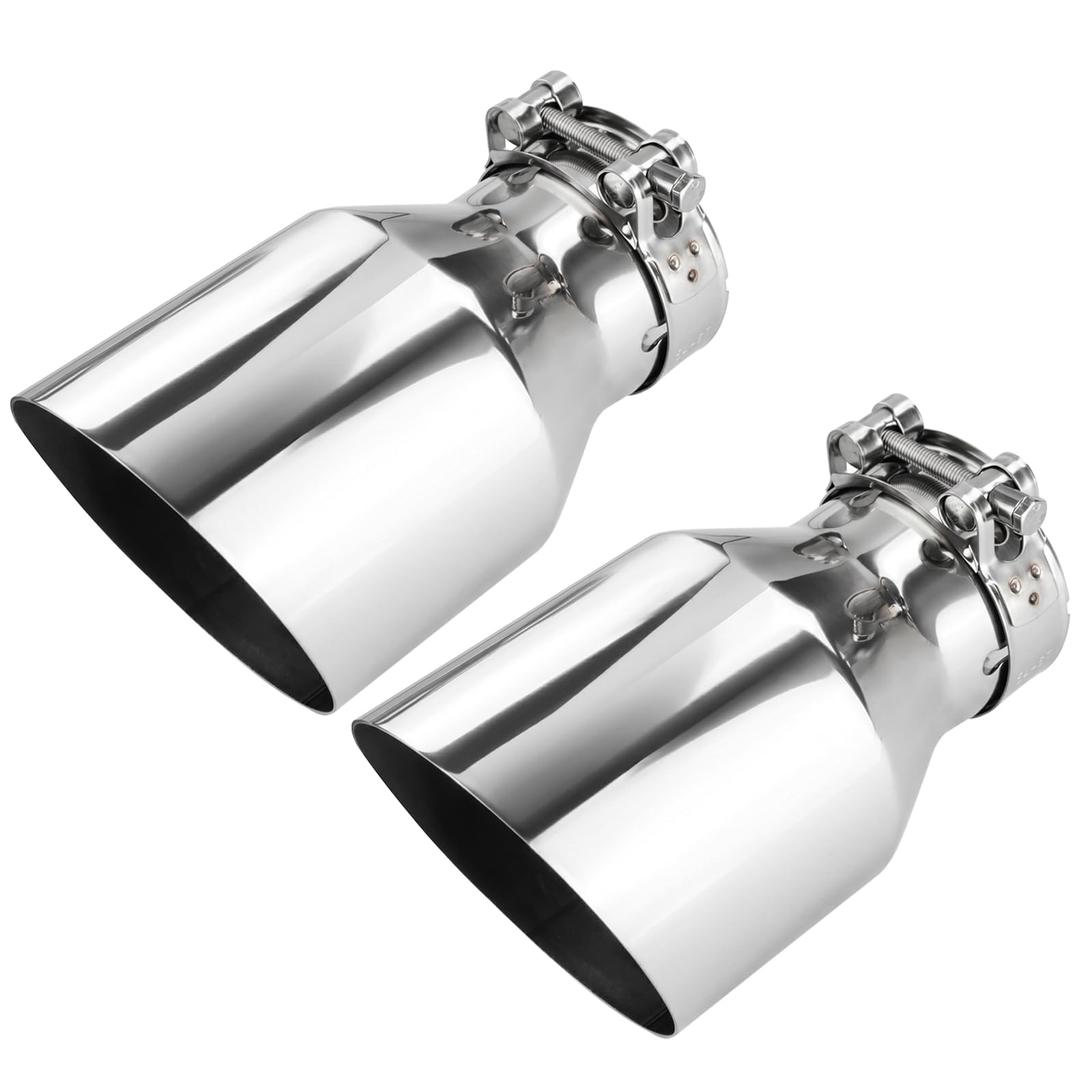 Catekro 2 Pezzi 63mm/2.5" Terminale Scarico Auto Universale, 170 mm di Lunghezza Uscita Scarico in Acciaio Inox Tubo Terminale Marmitta Sportivo per Auto Camion SUV Argento | 170 mm di Lunghezza Uscita Scarico Tubo Terminale Marmitta Sportivo per Auto Cam