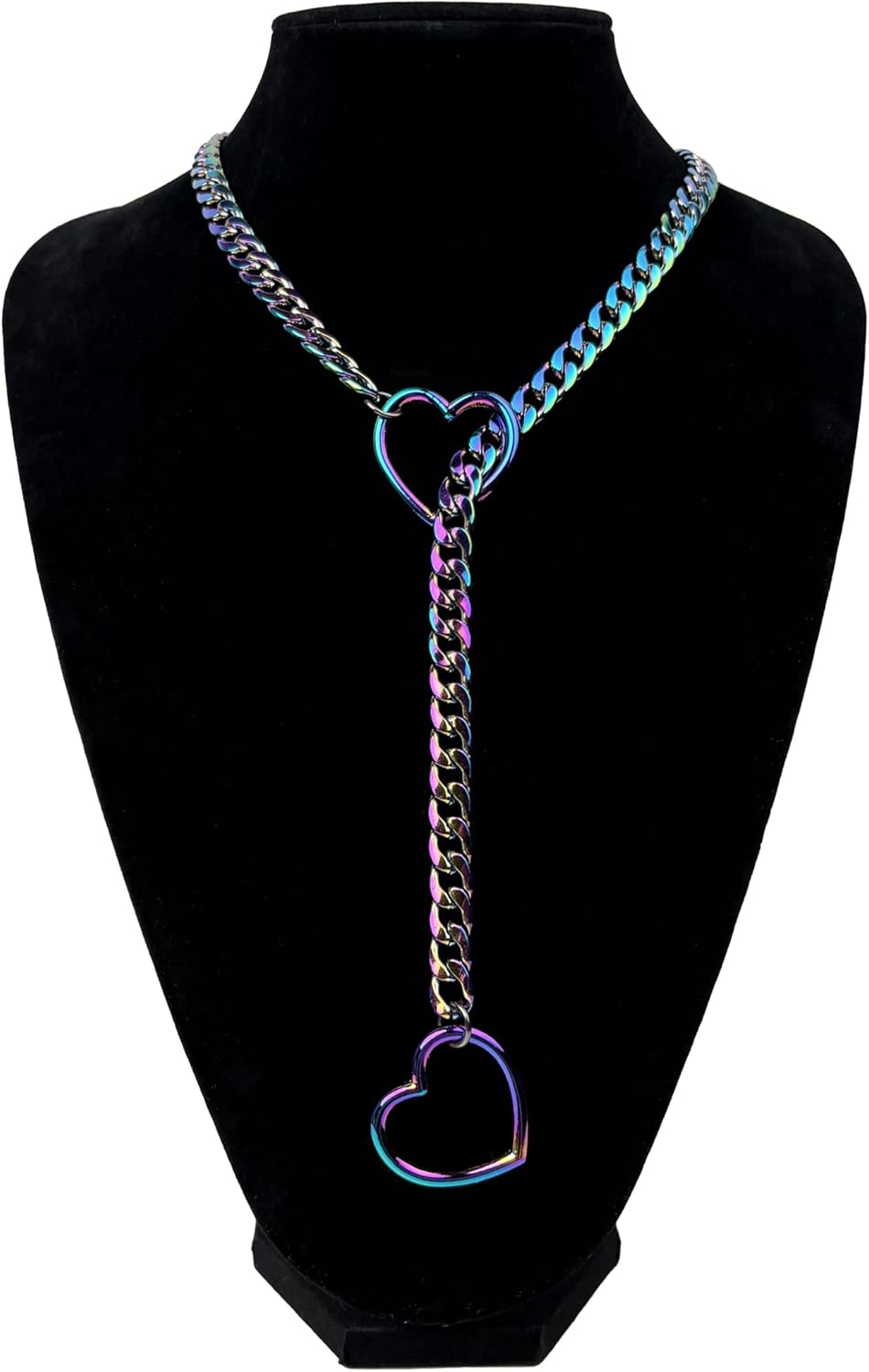 Slip Chain Necklace For Women, Black Heart O-Ring, Cuban Long Necklace Jewelry, Lariat Y-Necklace - Image 2