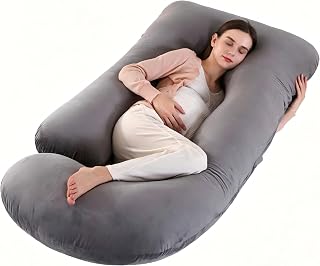 Pregnancy Pillow for Sleeping, Soft 57“ Full Body Maternity Pillow, U Shaped with Removable Washable Cover, Support for Back, Belly, Leg, Hip, Neck & Shoulder, Dark Grey