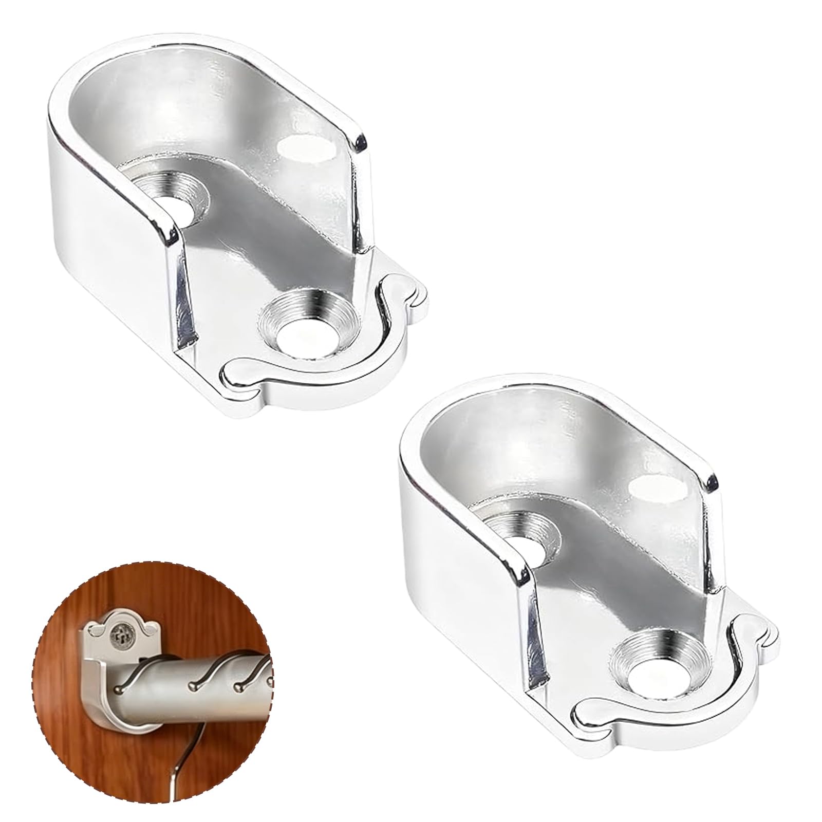 U Bracket Shaped Rail Support, Wardrobe Pole Brackets, Oval Rail Bracket
