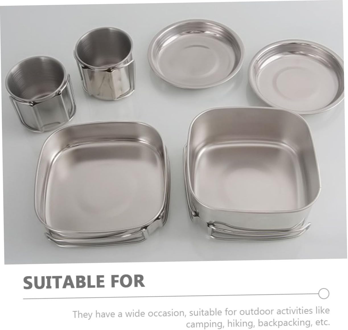 1set Camping Cookware Kit of Pots Stainless Steel Pans Portable Cooking Set for Hiking Picnic Camping BBQ