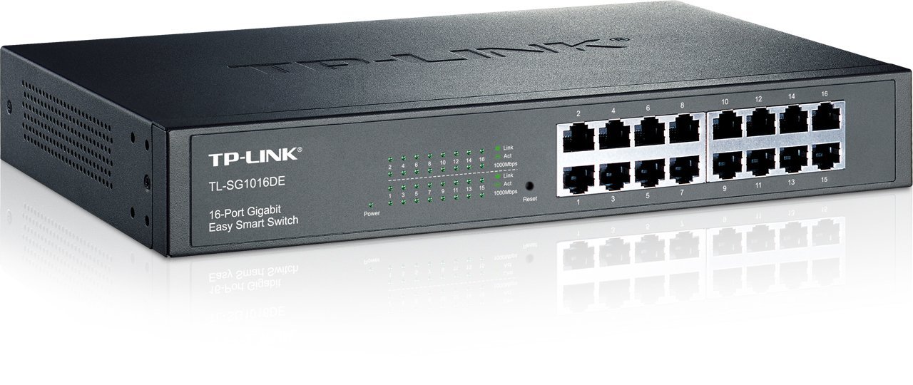 TP-LINK 16-Port Gigabit Easy Smart Switch/Manageable - 16 x RJ-45-10/100/1000Base-T - Desktop, Rack-mountable/TL-(Renewed).