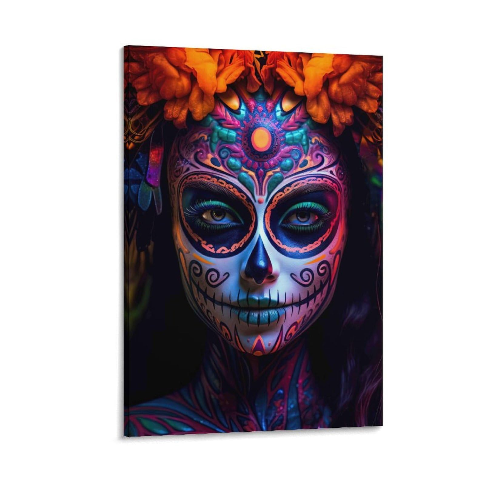 DHBANEIOK Day of Dead Makeup Wall Decor Poster Giclee Canvas Prints Modern Wall Art Picture Wall Hanging for Bathroom Wall Decor 16x24inch(40x60cm)