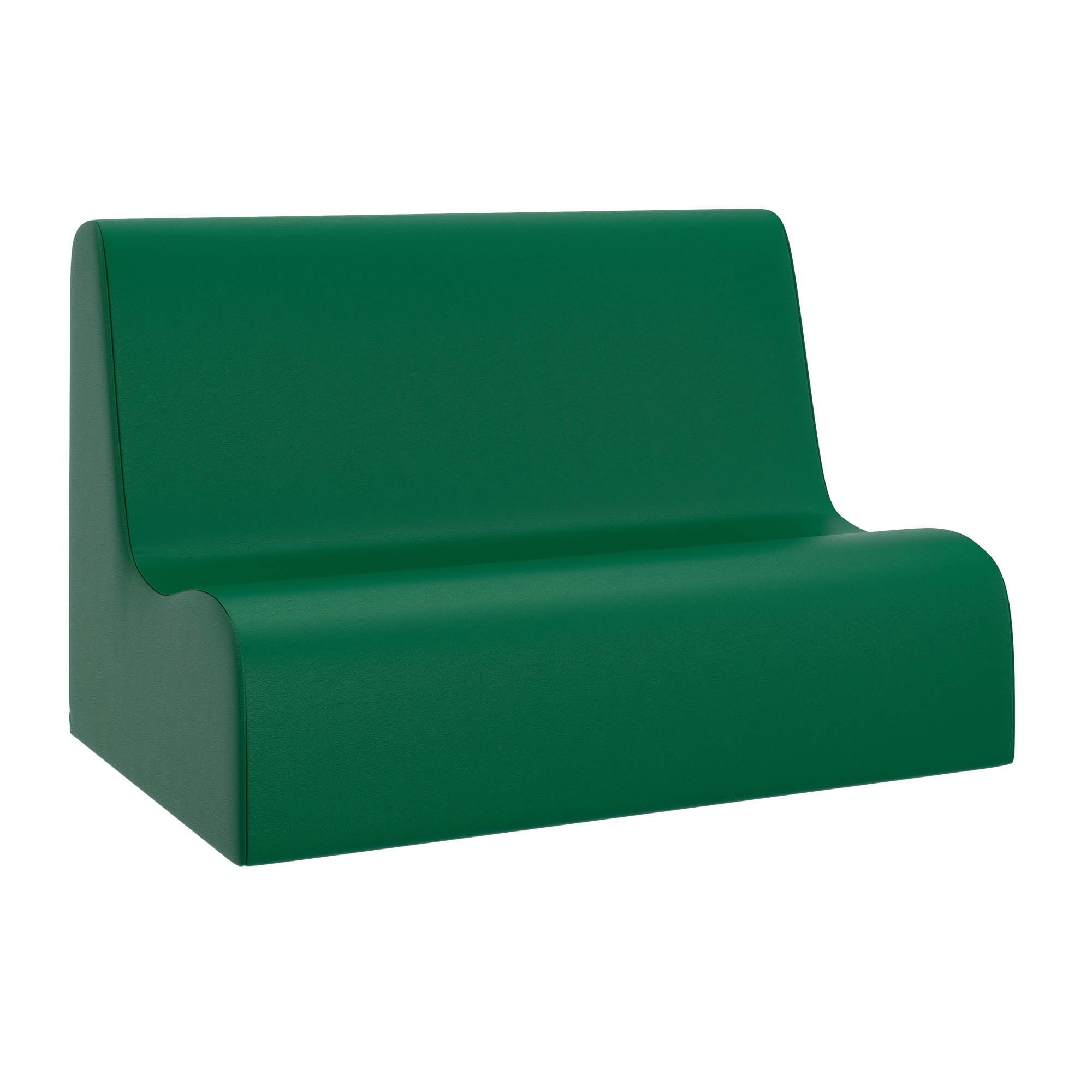 Children's Factory Small Contour Sofa, Mix-and-Match Kids Chairs, Sofas, Corner Ottomans and Cubes, Foam-Filled and Water-Resistant, Flexible Seating for Classroom Elementary, Green Kids Couch