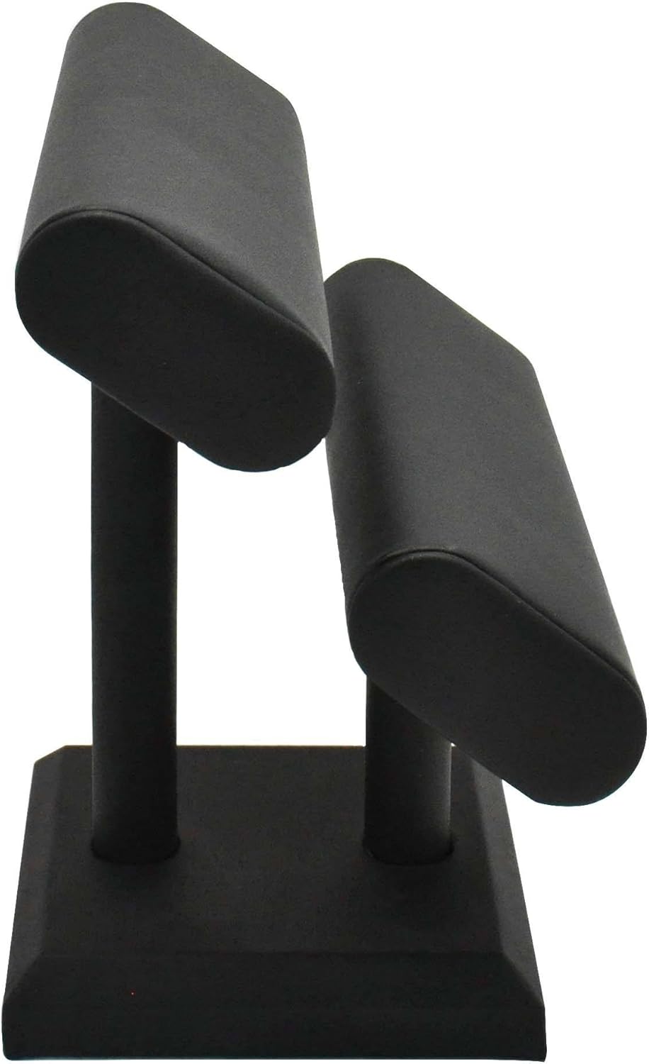 Black Leather Jewelry Bracelet/Watch/Bangle Display T-Bar ~ Two Tier