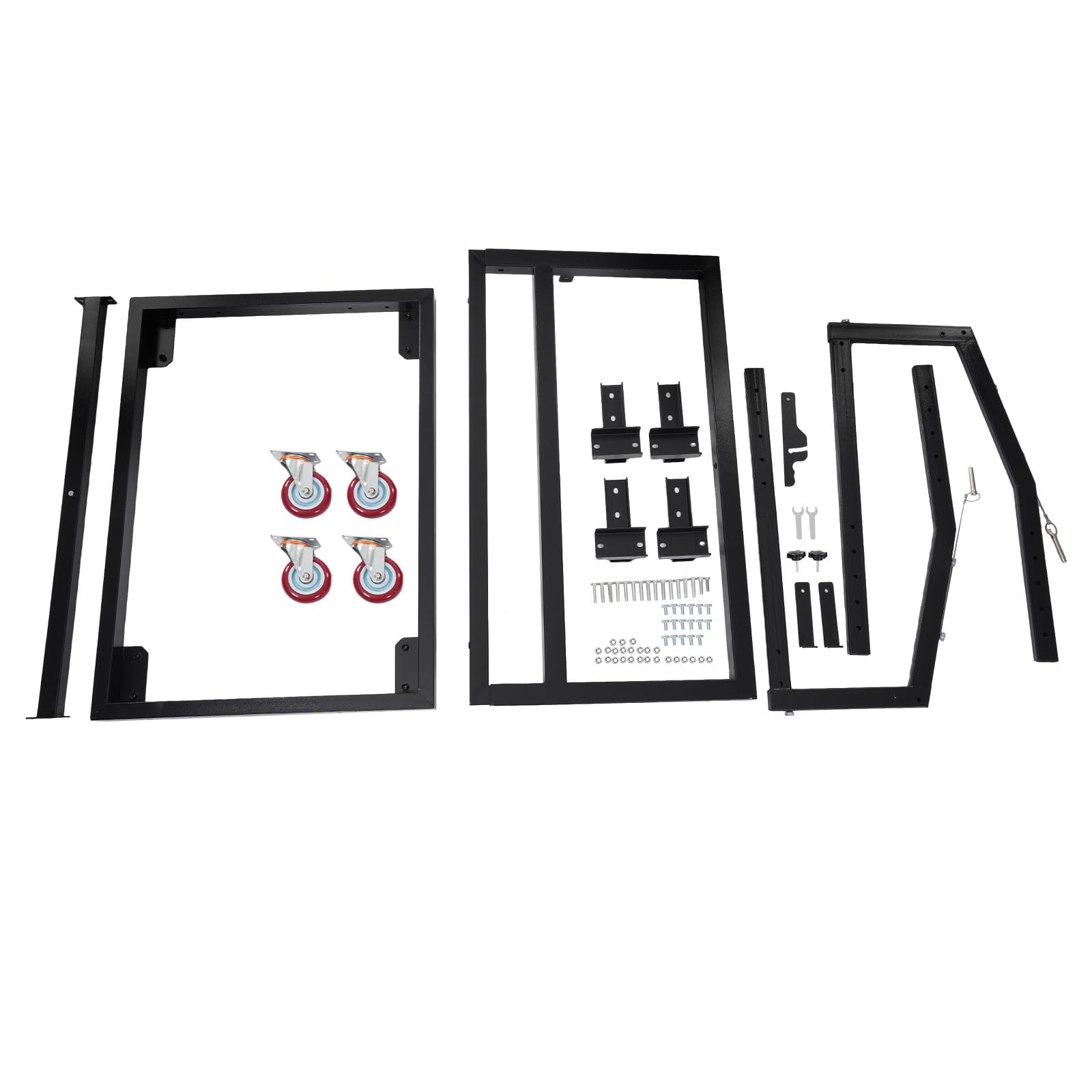 GEYOPMID Platform Truck, 0-106° Tilt Black Assembly Panel Cart Maximum 1000lbs Load with 4 Universal Wheels 2 with Brakes Drywall Cart with Adjustable Height and Cargo Platforms for Moving Drywall