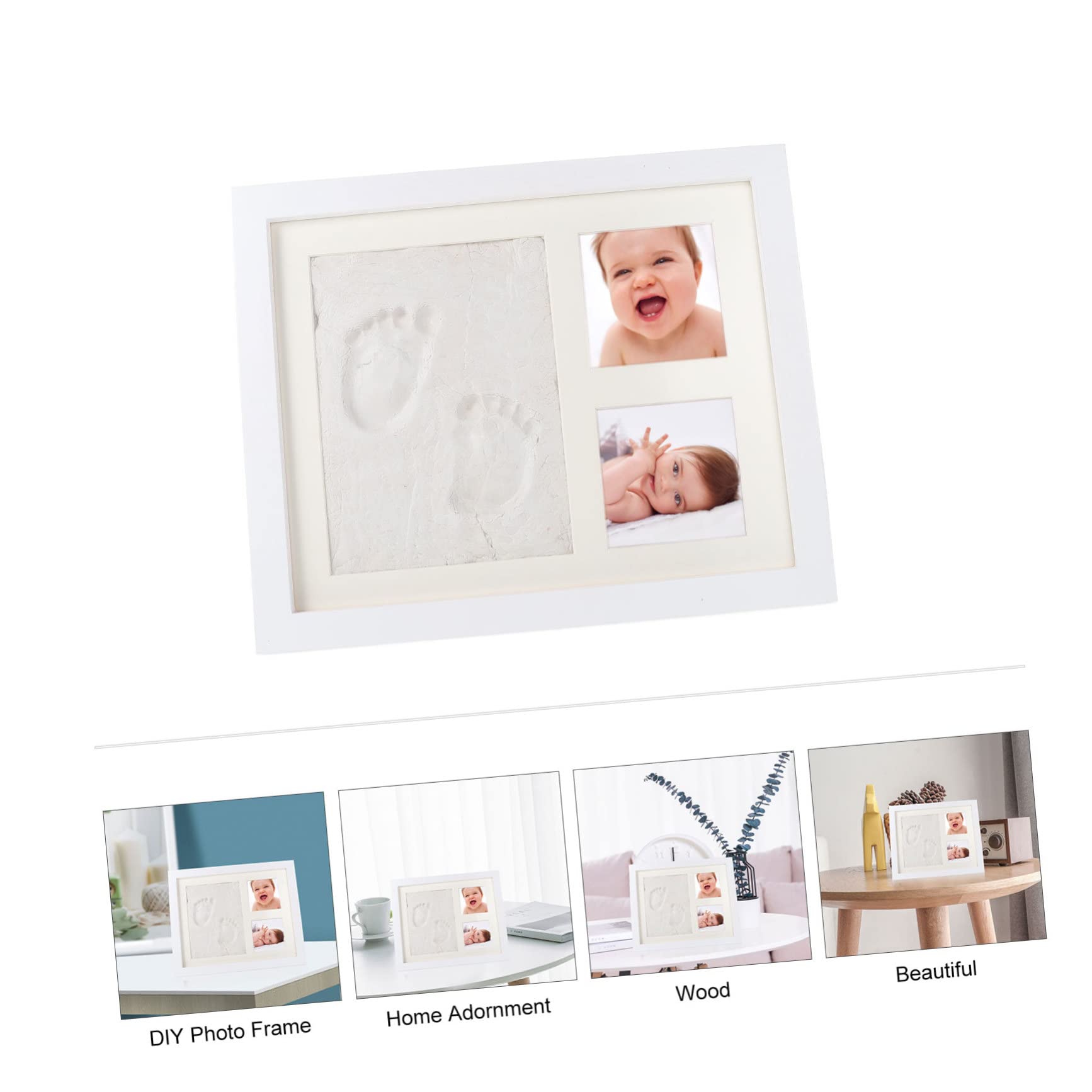 Kit Cornice per Foto Impronta Mani in Legno e Tavoletta D'inchiostro, Portafoto Creativo per Decorazione Casa, Regalo per Ragazzo Ragazza e Famiglia