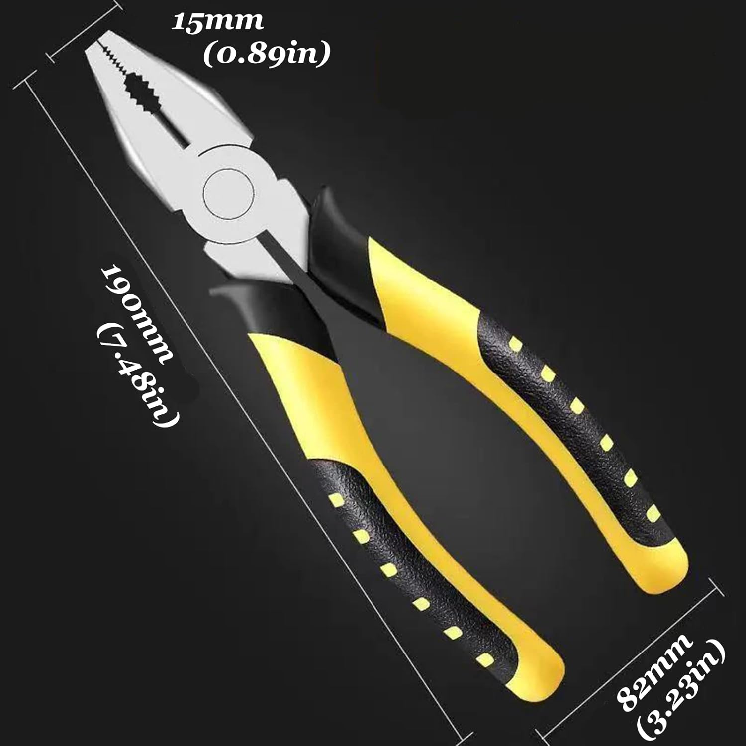 7.48 Inch Lineman's Pliers with Side Cutters, Nickel Chromium Steel Construction with Professional Rubber Handle, Wire Cutter Pliers Side Cutter Linemans Pliers for Electricians and Homes