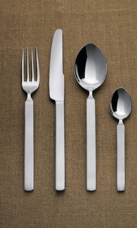 Set 6 Cuillères à Café Alessi Dry 4180/8 – Acier Brillant Manche Satiné – Design Castiglioni