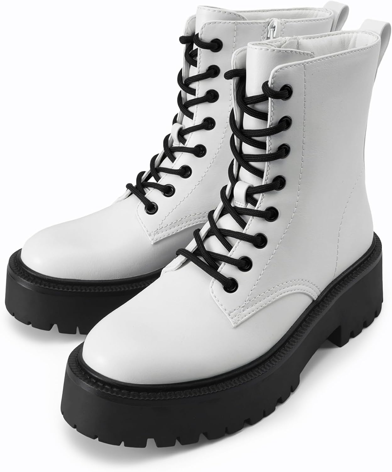 DREAM PAIRS Women's Platform Combat Ankle Boots Fashion Lace-up Short Booties with Lug Sole and Side Zipper - Image 6