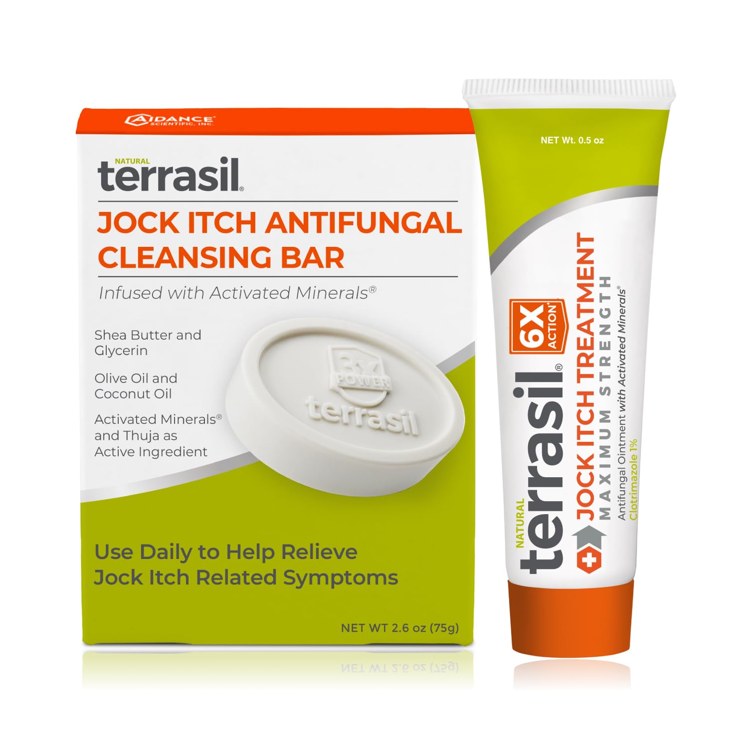 terrasil Jock Itch Antifungal Cream Extra Strength + Antifungal Soap 2-Product Care Kit with Clinically Proven Clotrimazole for Effective Jock Itch Treatment & Relief (.5oz Tube + 75g bar)
