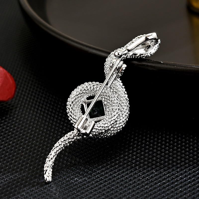 Image of Snake Rhinestone Brooch Pin for Women Silver Snake Brooches Lapel Pin Dress Jewelry Accessory