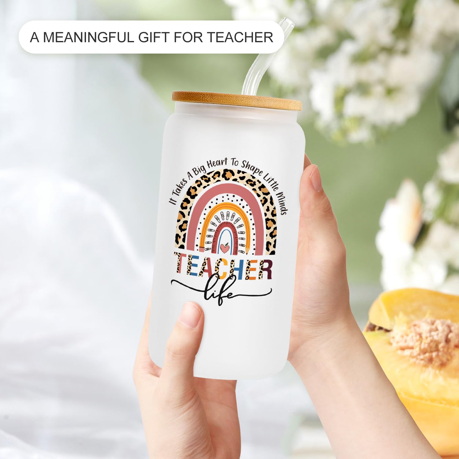 Cadeau Appreciation Enseignants - Verre Café 473ml Bambou - Motif Double