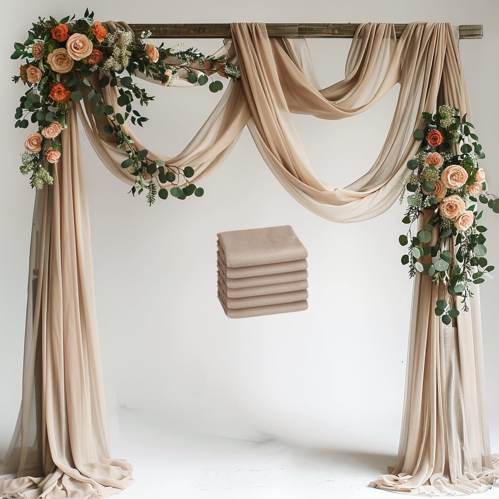 Wedding Arch Draping Fabric 6 Panels Nude Sheer Backdrop Drapes