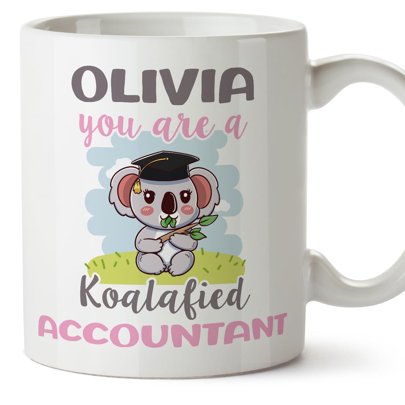 MUGFFINS Personalised Mug for Accountant Woman - in English - Custom Koalafied - Funny Custom Gift for Colleagues - Ceramic 11oz Mug — image 1