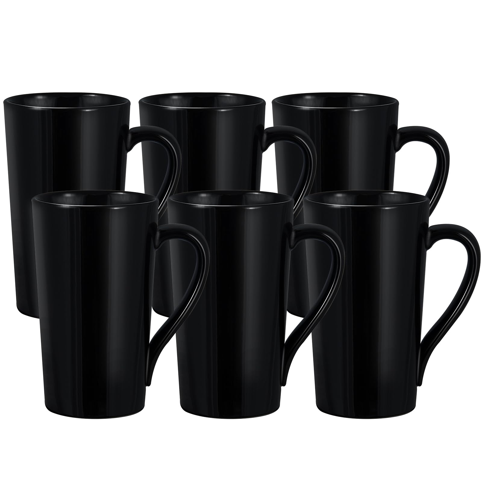 Juego de 6 tazas de café de porcelana de 20 onzas, tazas de café grandes y altas con asas, tazas de café de cerámica modernas para café, té, cacao, leche, regalos para mujeres y hombres,