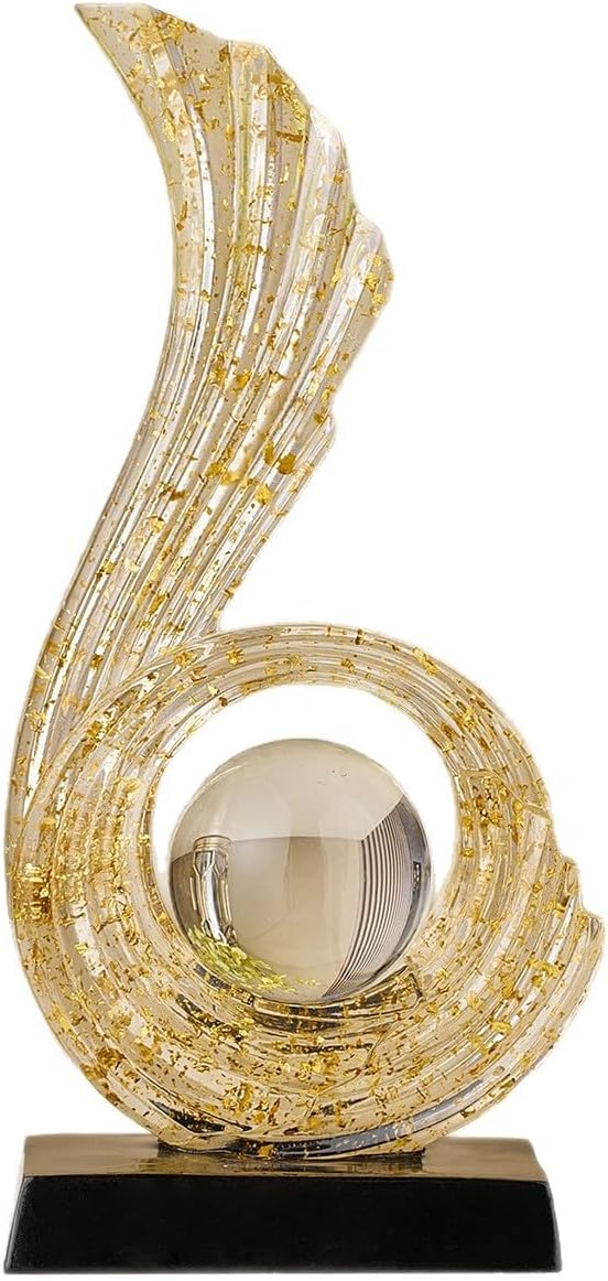 Modern Abstract Art Sculpture, Gold Entryway Table Accents, Resin Statue–Crafted Decor for Living Room, Office & Coffee Table Accents (Gold Foil)