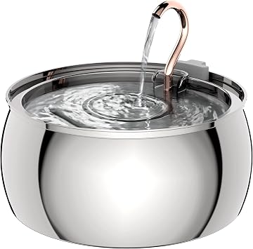 Tomxcute Stainless Steel Cat Water Fountain, Swan Neck Multi-Pet Dispenser | 304 Stainless Steel, Copper Plated Spout, 135oz Capacity, Ultra-Quiet Pump, Quadruple Filter, Dishwasher Safe Tank