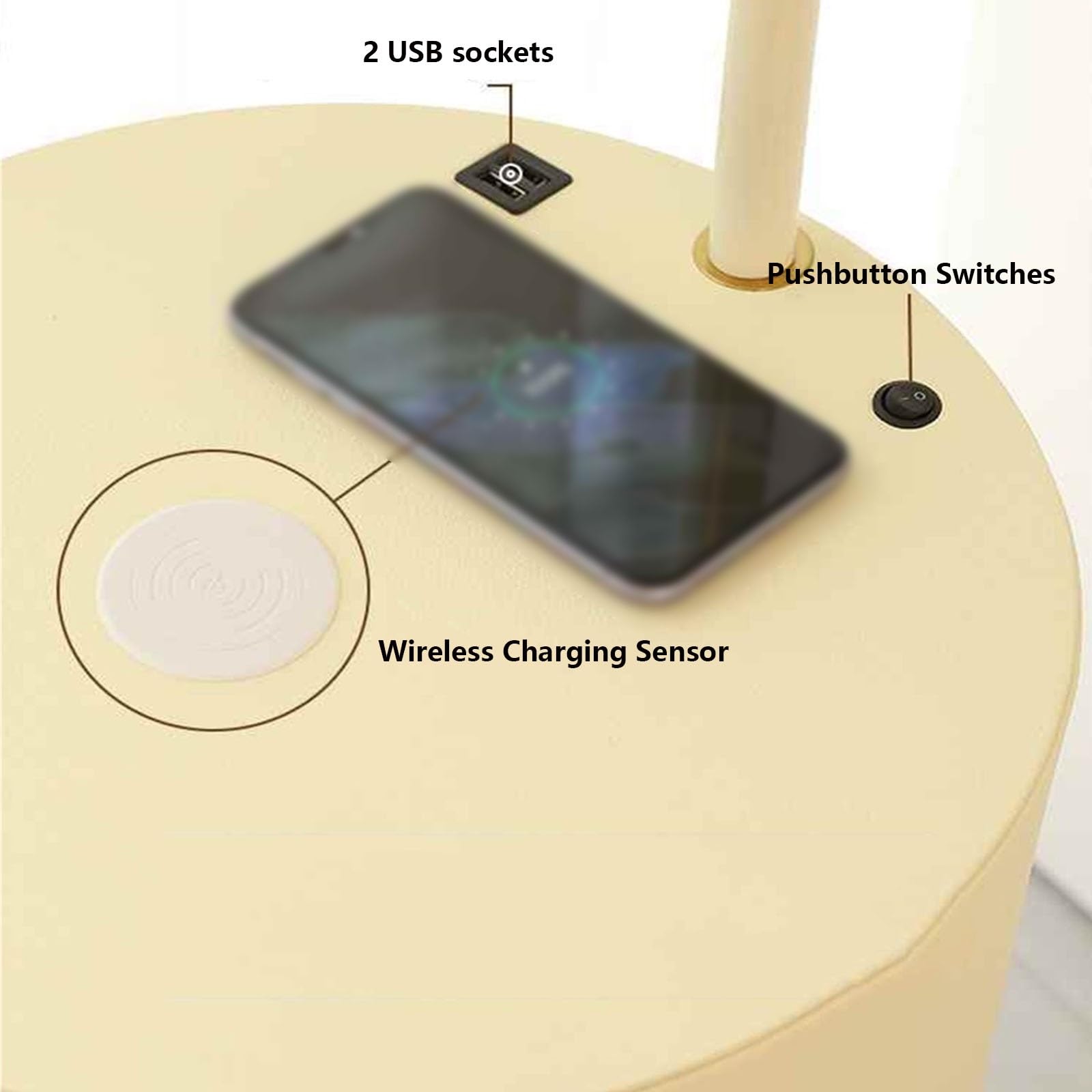 Luce da terra Lampada da terra con tavolo e cassetti, lampada scrivania porta USB LED a 3 temperature di colore Lampada d'angolo