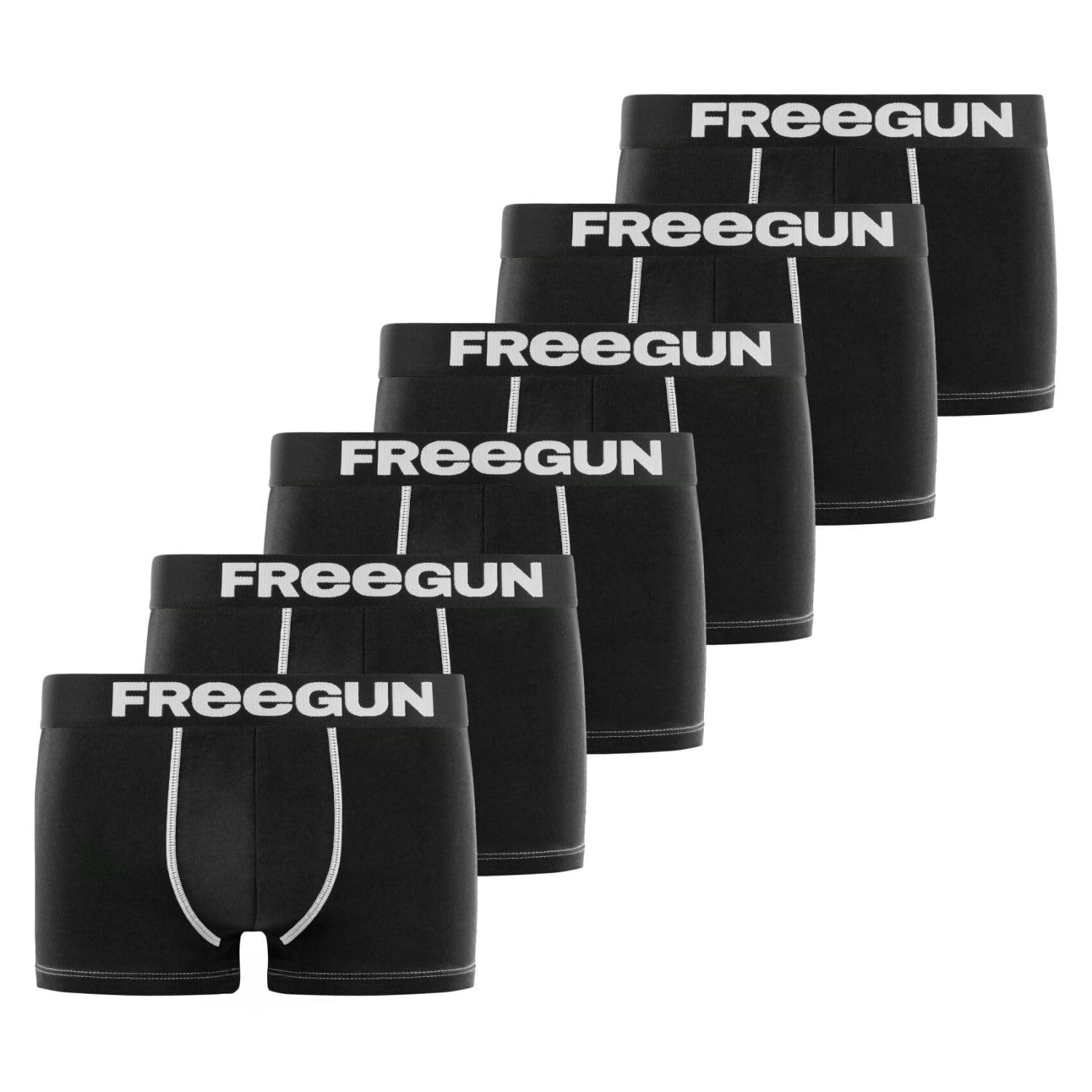FREEGUN Boxer Homme Confortable, Calecon Homme, Liberté de Mouvement, Maille Aérée (Lot de 6)