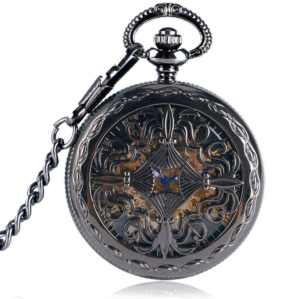 Mechanische Skelett-Taschenuhr, automatische mechanische Taschenuhr für Männer und Frauen mit Kette. Herren-/Damenuhr. Weihnachts-/Abschluss-/Geburtstagsgeschenk. Vatertag