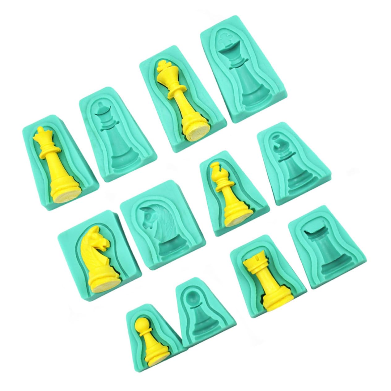 Stampo per Cioccolato Set da 12 Pezzi 3d a Forma di Scacchi Antiaderente e Facile da Pulire in Silicone Sicuro per Dolci da Forno e Fondente per Torte, Biscotti e Decorazioni