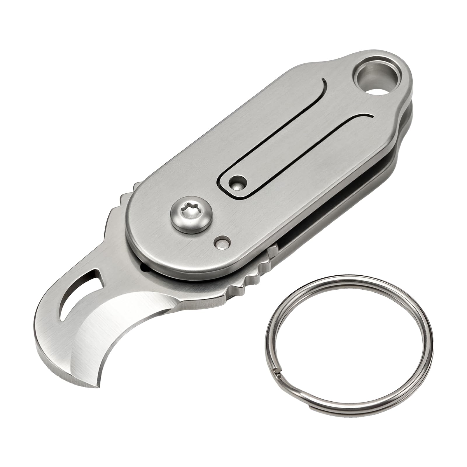 1Pc Mini Multi Tool Pocket Box Opener with Curved Profile, Folding EDC Utility Opener, Compact Titanium-Finish Pocket Tool for Packaging, DIY Tasks, Travel & Everyday Carry