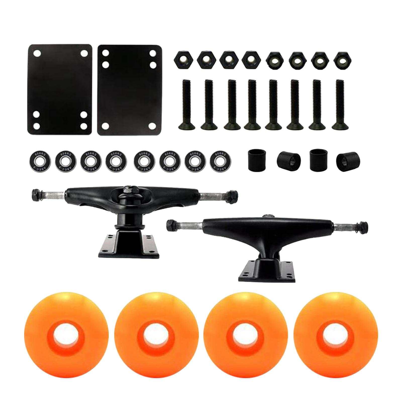 1 Juego de Patines Skateboard Trucks Ruedas para Tabla Rodamientos ABEC 9 Accesorios Completos con Espaciadores Metálicos Adecuado para