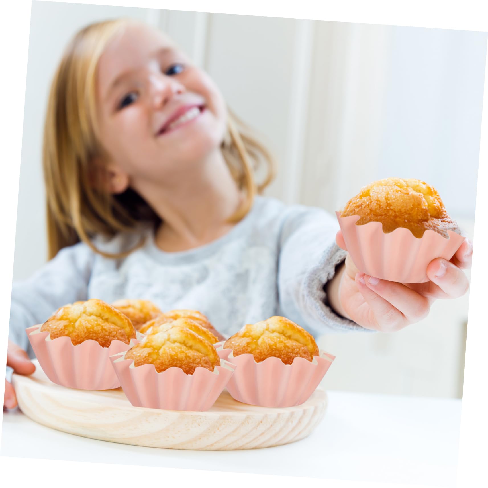 ULTECHNOVO 5 Series Revestimientos Para Magdalenas Accesorios Para Hornear Con Moldes Para Hornear Cupcake Envoltura Ola Revestimientos Para Tartas Redondos. Atender Rosa Papel 100 Piezas X 5