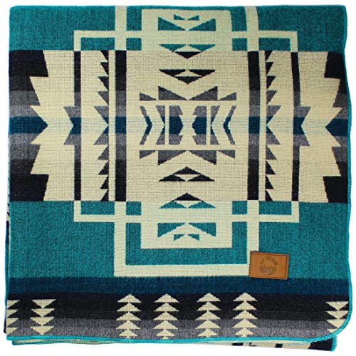 Black Friday - 60% OFF Inca Ecuadorian Blanket - Aztec/Mexican/Southwest Artisanal Style - Use As Fall Throw Blanket, Camp Blanket, or Cover for Indoors and Outdoors (Teal, Medium)