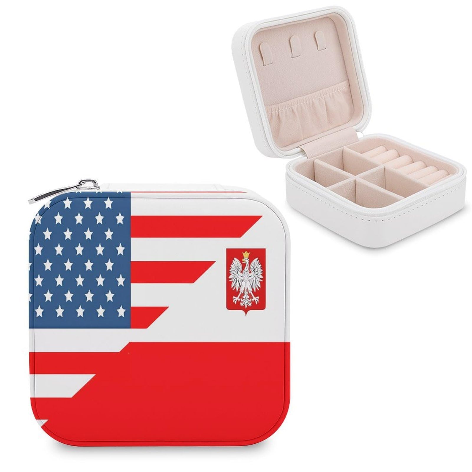 CUTJMDNGH Polish Americans-Flag Jewelry Box for Women Jewellery Case Organizer Storage Boxes Craft