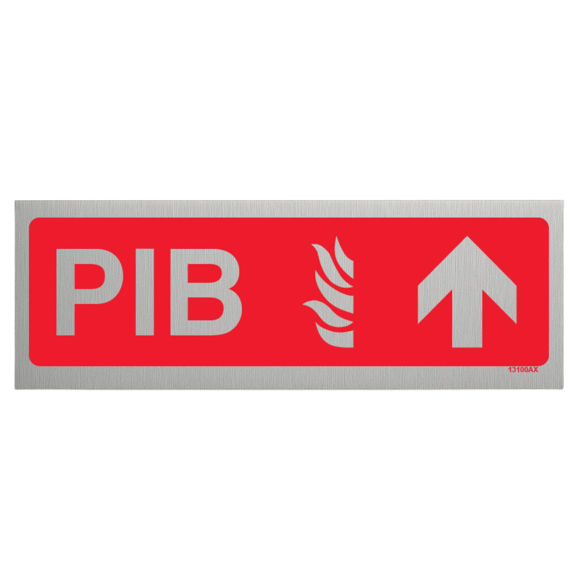 V Safety PIB Arrow Up 300 x 100 mm - 3mm Brushed Aluminium Composite Premises Infomation Box Safety Sign