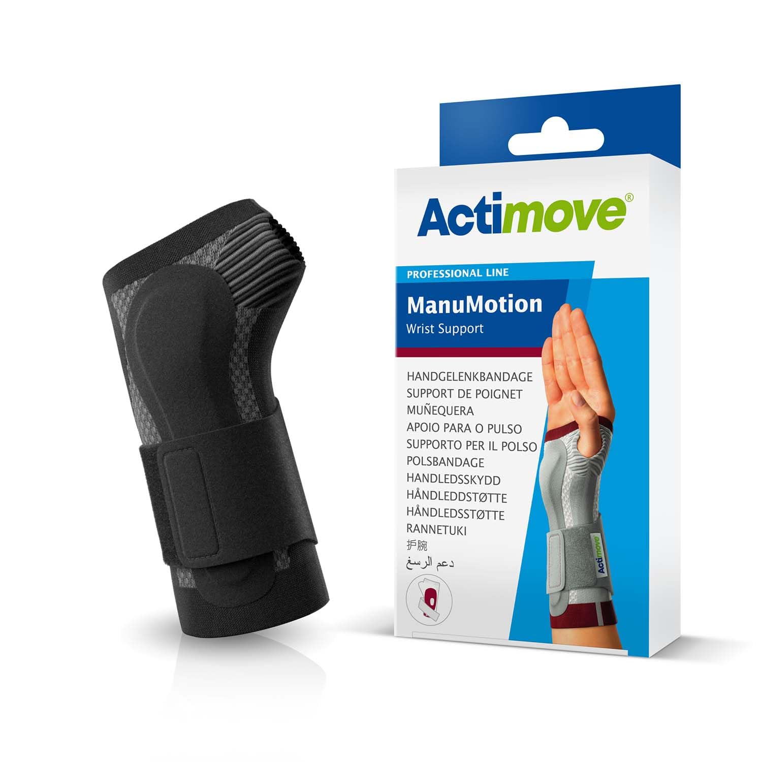 Actimove Professional ManuMotion Wrist Support Wrist Brace with Thumb Support for Arthrosis Rheumatoid Arthritis Sprains Tendon Soft Tissue
