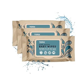 Terra 100% Biodegradable Bamboo Baby Wipes - 210 Count (Pack of 3) | Unscented, Water-Based, Plastic & Alcohol-Free Baby Wet wipes| Gentle on Sensitive Skin, Dermatologist-Tested Natural Baby Wipes.
