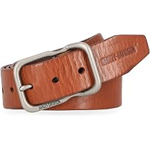 Harley-Davidson Mens Self Keeper Buckle Textured Leather Belt Brown