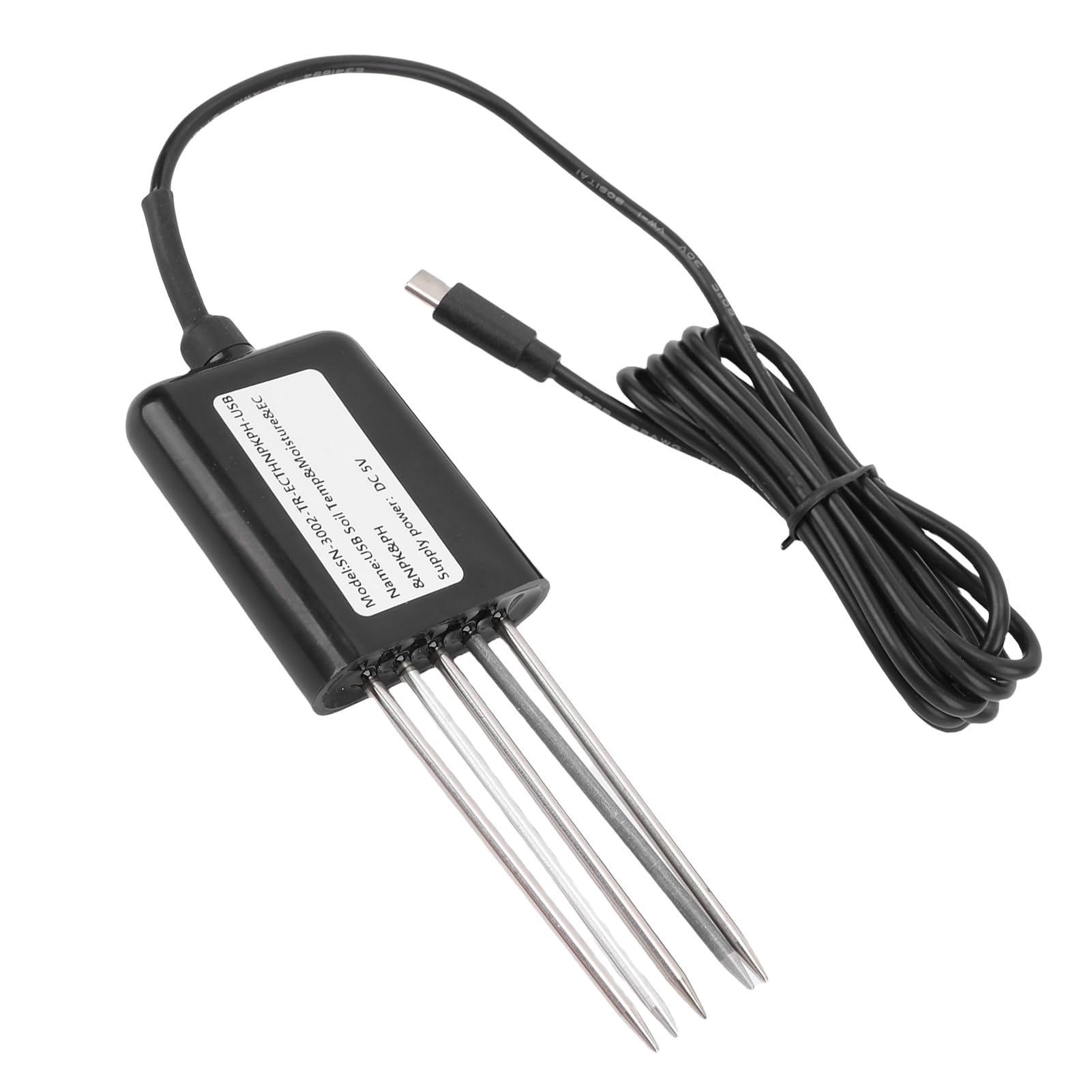 Duokon Medidor de Sensor NPK de Suelo 7 en 1, Detector de Temperatura y Humedad Impermeable de Acero Inoxidable con bajo Consumo de Energía IP68 para Pruebas de Nutrientes en Huertos,