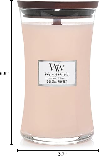 Vista 53 de WoodWick - Vela mediana de reloj de arena, aroma costero al atardecer, se agrieta mientras se quema, cera de mezcla de soja prémium, 9.7 onzas