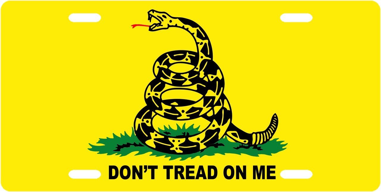 Don't Tread On Me Yellow License Plate Novelty Tag from Redeye Laserworks
