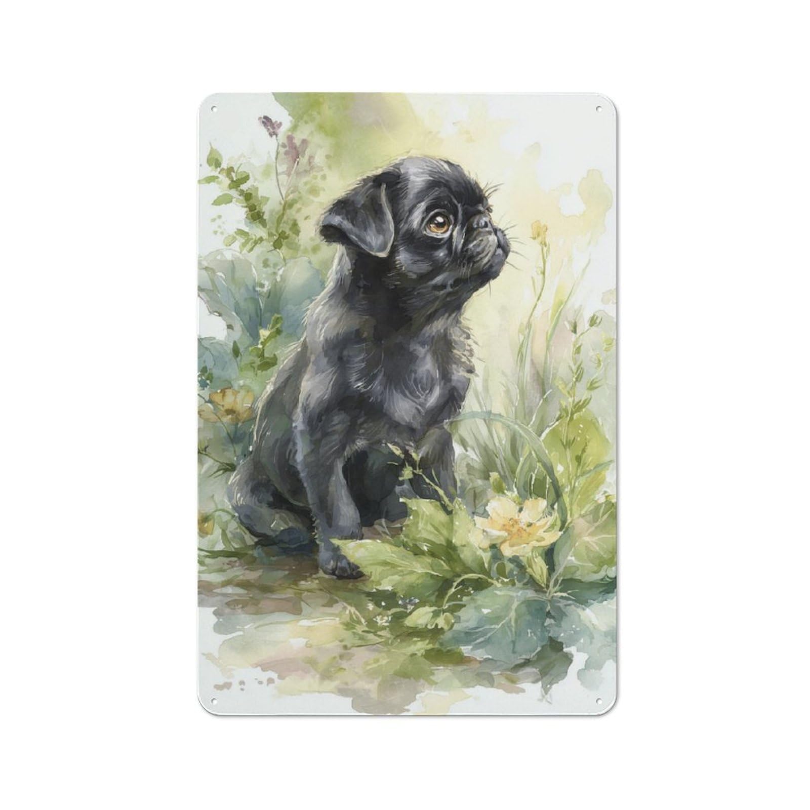 Junmoney Puppy In Bloom Vintage Printed Metal Sign 30X20cm For Workshop Wall, A Decorative Gift For A Newly Furnished Workshop