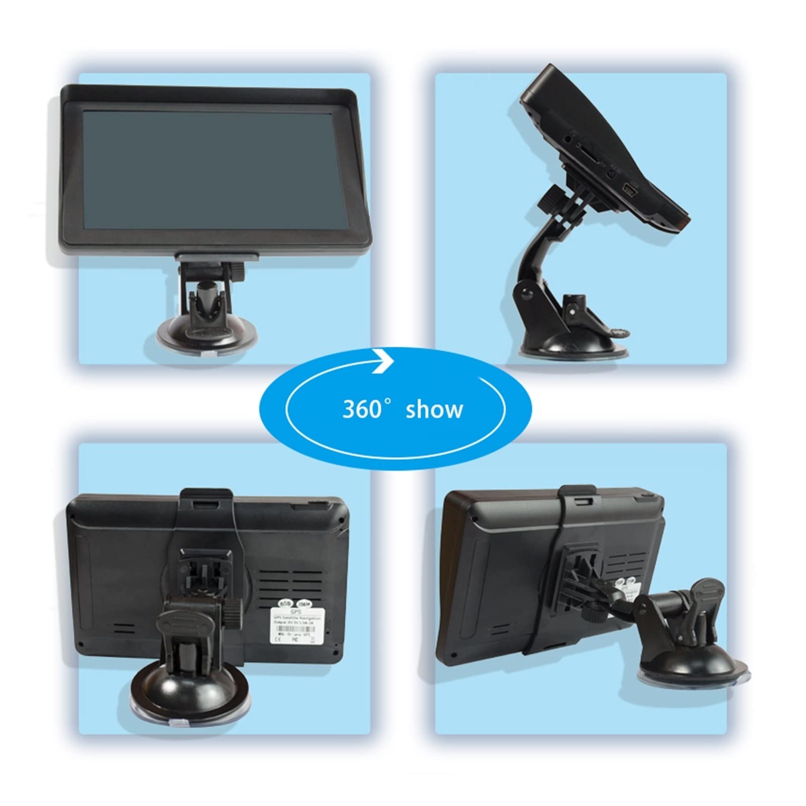 7" HD Coche GPS Navegación 8G RAM 128-256MB FM Bluetooth Avin Mapa de Europa Sat Nav Camión GPS Navegadores GPS para Coche CamióN Autocaravana (Size : 128-256MBSunshade)