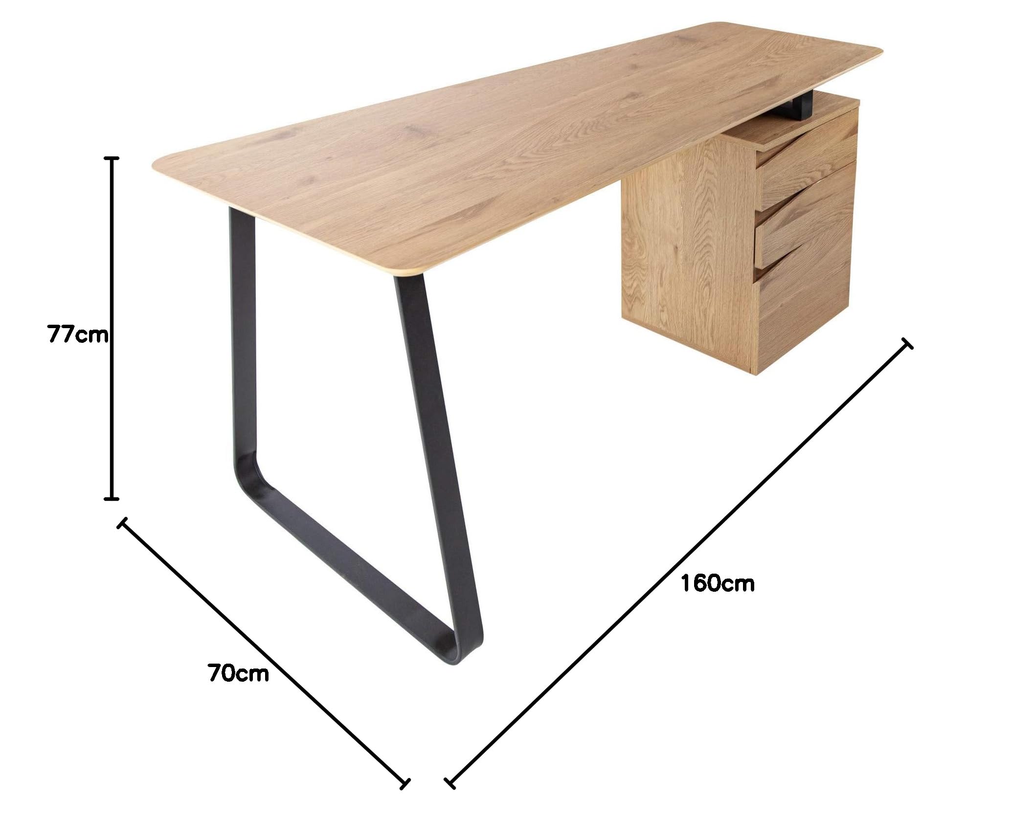 Riess Ambiente Industrial Schreibtisch Studio 160cm Eichenoptik mit 3 Schubladen Tisch Bürotisch Schminktisch